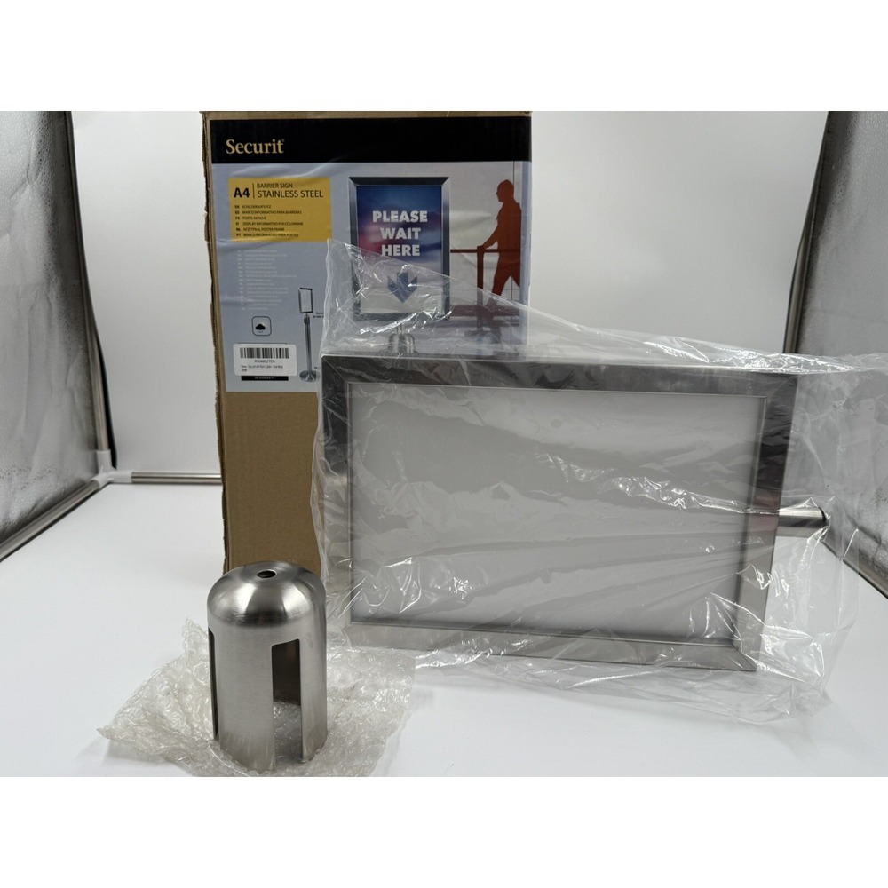 A4 Portrait Barrier Post Top Sign Holder Stainless Steel